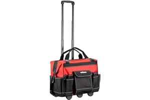 Wiltec Torba na narzędzia do 40 kg z 19 kieszeniami, na kółkach z teleskopowym uchwytem, walizka narzędziowa