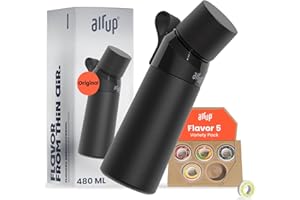 ‎AIR UP air up® Twist Pro Flasche Steel Starter Set Original aus Edelstahl inkl. Pods in 5 Geschmacksrichtungen, zuckerfrei I 480ml Isolierflasche mit Geschmack, hält Wasser 14 Std. kalt I Schwarz