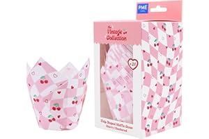 PME Tulipas Vintage para Muffins - Cuadros de Cereza (Set de 24)