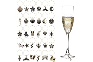 VICDUEKG 31 PCS Weinglas Anhänger Charms, Glas Identifikations Getränke Markierungen Glasmarkierung Thema Strand Getränkemarker Partydekoration für Party Weinglas Wein Cocktail Champagner