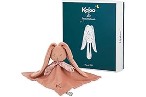 KALOO - Lapinoo - Doudou Coniglio - Peluche Neonato - Color Terracotta - Quadrato 30 x 30 cm - Bimateriale Cotone e Velluto a Coste - Ultra Morbido - Confezione Regalo - dalla Nascita, K972208
