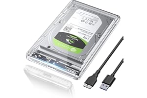 POSUGEAR 2.5 Inch Hard Drive Enclosure, USB 3.0 to SATA III Tool-Free Transparent External Hard Drive Enclosure for 7mm/9.5mm 2.5" SSD HDD with UASP Compatible with Toshiba Samsung WD PS4 Xbox PC TV…