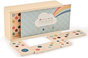 Just bee kids Wooden Dominoes Set in Giftable Wooden Box (28 Pcs) | 18+ Months | Pastel Colours | Sustainable Wood | Rounded Edges | Educational Kids Gifts