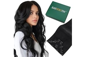 Easyouth Real Hair Clip-In Extensions Real Hair Remy Extensions Clip in Full Head 20 Inches 120 g