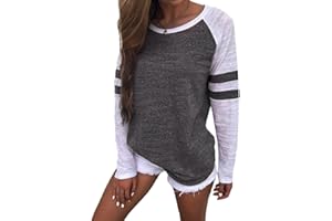 Famulily Women's Long Sleeve Baseball Tee Shirt Striped Top