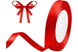 DEKOBANDER Ruban de Satin Rouge 10mm x 23m Rouge Ruban Cadeau Ruban de Satin pour L'emballage de Cadeaux, Bricolage, Couture, Décorations de Mariage, Décorations de Noël