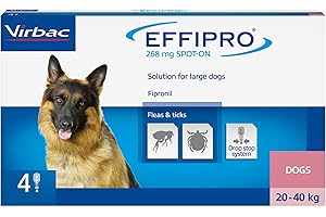 Effipro Flea & Tick Spot-On for Large Dogs 20-40kg | Fast-Acting | 4 Pipettes | Vet-Strength Formula | Easy to Apply