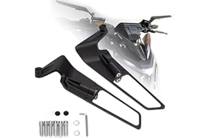 Letgoing Motorcycle Stealth Wing Rear View Mirrors 360° Adjustable Aluminium Alloy Mirrors for Z400/Z650/Z900 Duke 125-1290 MT07/09 Universal 8mm/10mm Fitment (Small size)