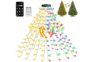 Anmossi Guirlande Lumineuse Sapin de Noel avec Anneau,2m 400LED Guirlande de Noel avec 16 Cordes de Lumières,Contrôle par APP,Synchronisation Musicale pour Arbre de 1,2 à 3 m,Blanc Chaud et Couleur