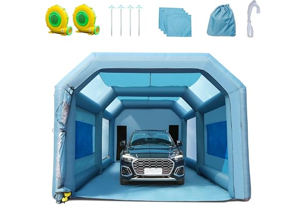 VEVOR Cabine de Peinture Gonflable 8x4,5x3,3 m Tente Peinture Gonflable Automobile en Tissu Oxford 210D avec Système de Filtration 2 Souffleurs Station de Travail pour Pose de Peinture Atelier Garage