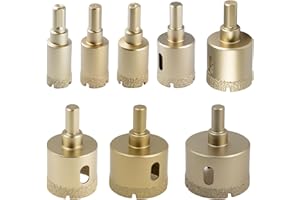 GARHWAL Wiertła do płytek, diamentowe i diamentowe otwornice zestaw (8-częściowy, Ø 16, 20, 22, 25, 30, 38, 44, 51 mm) z trójkątnym trzonkiem – idealne otwory w twardych płytkach, granitu, ceramice i