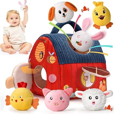 Jouet Bebe 0 3 6 Mois, Hochet Bebe 0-6 Mois, Peluche Doux avec Son Hochet, Nouveau-Né Jouets Jouets Éducatifs Tôt pour 3 6 9 12 Mois - Puériculture & Eveil bébé