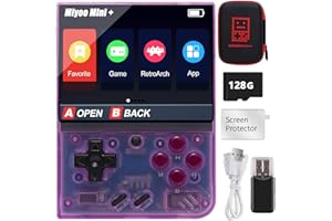 CAWEVON Console de jeu portable pour Miyoo Mini Plus avec étui de rangement, 3,5 pouces rétro vidéo portable rechargeable Open Source Console de jeu émulato, carte TF 128 Go intégrée et plus de 15 000 jeux.