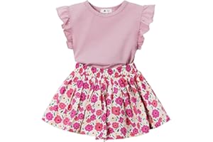 Miipat Bébé Fille Vêtements D'été Top à Manches Volantées et Short Imprimé Pour Jeunes Enfants Ensemble De 2 Pièces