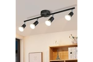 Glitzerlife LED sufitowy reflektor 4-płomienny salon - czarna lampa sufitowa sufitowa GU10 reflektor sufitowy obrotowy 330° obrotowy reflektor sufitowy sypialnia kuchnia korytarz bez źródła światła