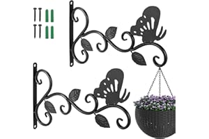 Kyrio Soporte para canasta colgante, soporte para canasta colgante de pared de 12 pulgadas, gancho para plantas, para jardín, canasta, linterna, césped, luz, macetas, 2 unidades