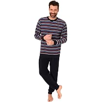 Herren Frottee Pyjama Langarm – 80% Baumwolle, 20% Polyester, Mit Bündchen, ÖKOTEX-zertifiziert