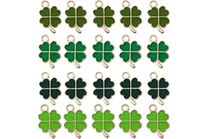 RAILONCH 48 ciondoli a forma di quadrifoglio, in metallo, colore verde, accessori per gioielli fai da te, per collane e portachiavi, verde, s