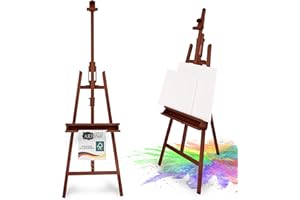 Artina FSC Chevalet en bois pliable pour peinture sur châssis jusqu'à 120 cm - 225 cm réglable - Chevalet en bois de Barcelone - Pour peinture et exposition - Aspect noyer