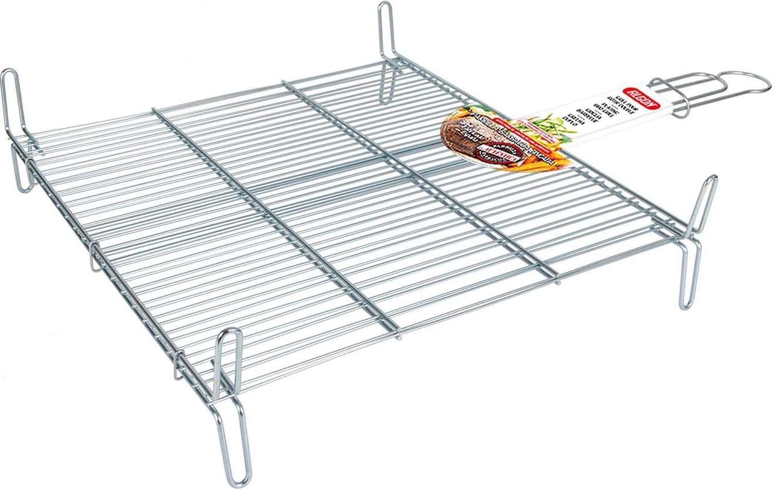 Algon | Parrilla Barbacoa 50x50 Grande Doble, Acero Inoxidable Zincado Gris Metalizado con Cierre de Seguridad - Parrilla Ideal para Asar Carnes y Verduras Resistente y Duradera para Exterior