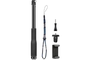 GEPULY Waterproof Selfie Stick Pole Hand Grip Adjustable Underwater Monopod for GoPro Hero 13 12 11 10 9 8 7 6 5 AKASO DJI OSMO 5 Pro Action Camera Black