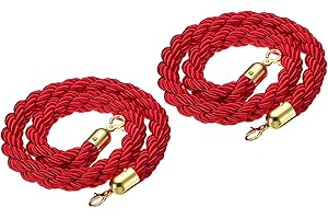 PATIKIL Stanchion Rope, 2 Pack 1.2m/3.9Ft Barrier Rope Twisted Post Ropes for Posts Stands Queue Divider Crowd Control of Hotel, Red Golden