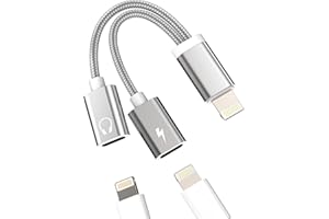 KEFIANY Dual Lightning Jack Audio Charge Splitter for Apple MFI Certified 2in1 AUX Dongle Cable for iPhone Headphone Adapter Music Earphone Charging Converter for Ipad air Mini 14 13 12 11 Pro Max 7 8 plus X