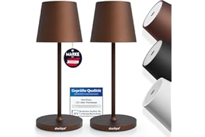 ‎CHARLIQUE charlique® LED Tischlampe kabellos mini (Doppelpack) - Dinner Light braun 28 cm - Premium Akku Tischleuchte mit USB, aufladbar, warmes Licht, indoor & outdoor geeignet
