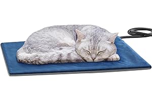 pecute Cat Heat Pad, Pet Heating Pad Constant Temp Safe, Pet Heat Pad Anti-Bite and Waterproof, Puppy Heat Pad with Flame Retardant Cotton, Soft Cosy Heated Cat Bed for Cats and Dogs (S, 32x40cm)