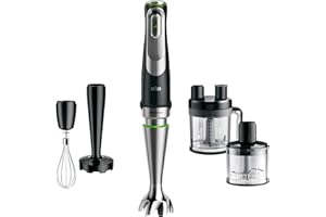 Braun Hogar Minipimer MQ 9187XLI Batidora de Mano, 1200W, vaso medidor, varillas de acero inoxidable, picadora y bol procesador de alimentos, negro
