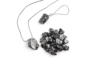 Heka Naturals Ciondolo Elite in Shungite, Ciondolo Burattato e Pietra Singola | Cristallo Naturale per Purificazione dell'acqua, Mineralizzazione, Disintossicazione, Collana Chakra Cristalli Curativi