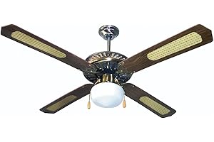 Kooper 2160665 Ventilateur plafond avec 4 pales, 130 cm, 60 W, marron