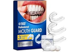 NACERLARY Pack de 3 Férulas de Descarga para Bruxismo Nocturno + 12 Pastillas Limpiadoras - Protector Bucal Anti-Bruxismo en 2 Tamaños, Reduce Ronquidos, Férula Dental Transparente para Dormir- Unisex Adultos