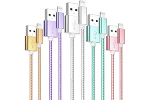 MAIMEITE Câble iPhone Chargeur, [1m+2m+3m] 5Pack Certifié MFi Câble Lightning Coloured Nylon Braid avec Connecteur Ultra Résistant Compatible avec iPhone 14/13/12/11/11 Pro/X/XS/XR/8/8 Plus/7/7 Plus/6s/6/SE