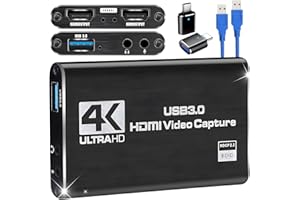 AZUXREZA Scheda di acquisizione video HDMI per switch, scheda di acquisizione esterna 4K per streaming con USB 3.0 e 2K 30FPS Game Capture for Nintendo Switch/PS5/Xbox/PS4/Steam Deck