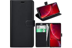 KP TECHNOLOGY iPhone XR Case, iPhone XR Leather Case, iPhone XR Book Flip Leather Wallet Cover Card Slots For iPhone XR [Compatible iPhone XR Screen Protector] (BLACK)