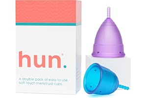 HUN. Hun Menstrual Cups – 2 Pack, Small, Soft Medical-Grade Silicone, Reusable Period Cup, 12-Hour Leak Protection