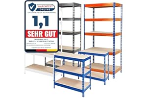 KARAT Regał do dużych obciążeń – regał wtykowy, do piwnicy, magazynu, stół warsztatowy – nośność do 1250 kg – szybki montaż i stabilność (ocynkowany, 220 x 90 x 45 cm)