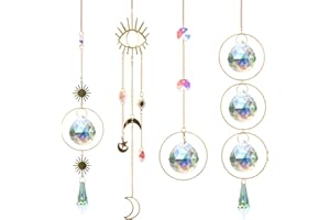 KATELUO Prismi a Sfera in Cristallo Trasparente, Prisma Arcobaleno da Finestra, Acchiappa-sole, Suncatcher Crystal da Appendere, Acchiappasole in Cristallo per Casa, Giardino, Ufficio