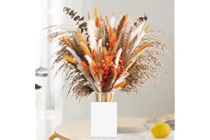 Yiomxhi 61 Pezzi Pampas Decorativi Naturale, Bouquet Fiori Secchi, Erba Essiccati Eucalipto Pianta per Rustico Boho Tavola Casa Matrimoni Decorazioni Autunnali