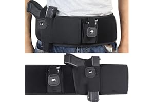 Goldmiky Universal Funda de Pistola de Banda de Vientre, Pretina Elástica Ajustable Neopreno para Arma de Fuego, Correa de Cintura de Pistolete para Glock 19, 17, 42, 43, P238, LCP