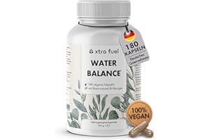 ‎XTRA FUEL Water Balance Komplex - 180 vegane Entwässerungstabletten hochdosiert für Bindegewebsbildung – Brennnessel Kapseln mit rotem Weinrebenblatt, Rosskastanie, Magnesium & Mangan - vegan & laborgeprüft