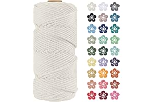 LEREATI Corda Macrame 4mm x 100m, Filo Macrame 4mm Cordoncino Cotone Naturale, 4 Fili Spago Colorato Cordino per Borse Uncinetto, Decorazioni Fai da Te, Arazzo da Parete, Cestini (Naturale)