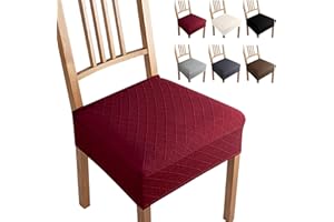 EOZAKAVOD Coprisedie Set di 6 Coprisedie per Sedia Jacquard Fodera per Sedia Universale Coprisedili per Sedie Senza Schienale Coprisedili da Pranzo Lavabile Estraibile Coprisedia per Cucina(Borgogna,Set di 6-B)
