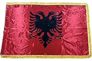 PLMVI Albanische Flagge Premium Qualität 150x90cm aus fein Polyester - Albanien - Shqipëri - Flamuri Shqiptar me cilësi të lartë - Albanian Flag