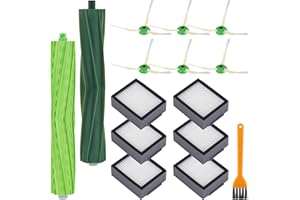 GREESUIT Accesorios de Recambios para iRobot Roomba Combo i5/i5+/j5/j5+, Kit Recambios Repuestos con 2 Cepillos Principales, 4 almohadillas de mopa, 6 Cepillos Laterales, 6 filtros, 1 Cepillo (14 piezas)