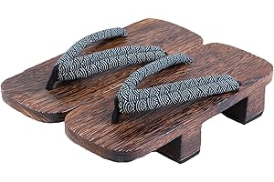 XPuing Herren Bühnenperformance Geta Japanische Holzhausschuhe Clogs Flip Flops Sandalen Schuhe