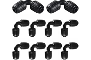 VooGenzek 10 Pezzi 16mm Raccordi per Irrigazione, Adattatore a Gomito per Irrigazione a Goccia, Connettori per Irrigazione, Drip Tubing Connettori Spinati, per Prato, ​Giardin, Nero