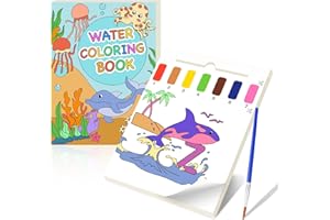 CREJOHY Water Colouring Books for Children - Mess Free Magic Water Colour Books Paint Set, Arts and Crafts Gifts for Boys Girls Toddlers Kids Birthday (Sea Animals)