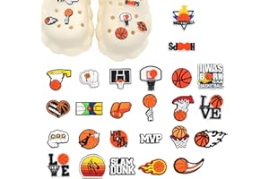 LEMLIN Set di 25 spille per scarpe, a tema basket, con zoccoli per decorazioni fai da te, ciondoli per scarpe, accessori per decorazioni rimovibili in PVC